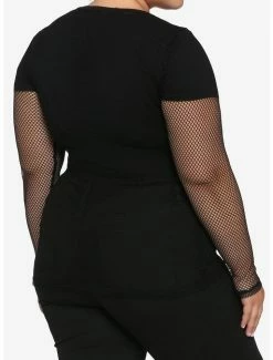 New ⭐ Black Fishnet Mesh 👧 Girls Long-Sleeve Top Plus Size 😍 -HT Style Outlet Store 16185509 av2