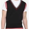 Best Pirce ✨ Black Red & White Contrast Knit Vest 🌟 -HT Style Outlet Store 16218468 hi