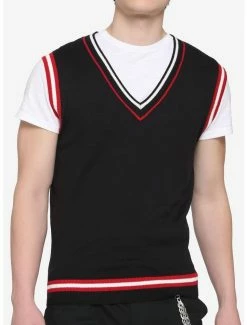 Best Pirce ✨ Black Red & White Contrast Knit Vest 🌟