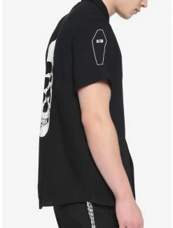 Discount 🔥 I'm Dead Patch Skeleton Woven Button-Up 💯 -HT Style Outlet Store 16224272 av3