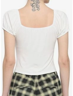 Coupon 😀 White Lace-Up 👧 Girls Top Plus Size ⭐ -HT Style Outlet Store 16265110 av2