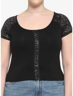 Best Pirce 🔥 Black Rose Lace 👧 Girls Crop Top Plus Size 😍