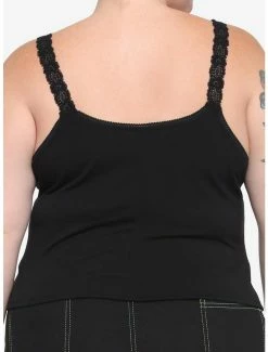 Promo ⭐ Black Lace-Up 👧 Girls Crop Tank Top Plus Size 🤩 -HT Style Outlet Store 16265233 av2