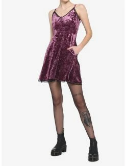 Cheapest 🔥 Purple Velvet Crystal Charm 👗 Dress 🧨 -HT Style Outlet Store 16301903 av1