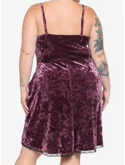 Budget 😉 Purple Velvet Crystal Charm 👗 Dress Plus Size 🧨 -HT Style Outlet Store 16301911 av2