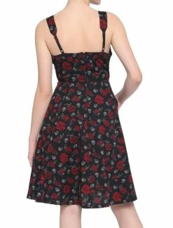 New 🎁 Skulls & Red Roses Retro 👗 Dress ✨ -HT Style Outlet Store 16303347 av2