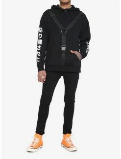 Coupon 🎉 Black Cargo Strap Hoodie 💯 -HT Style Outlet Store 16337402 av1