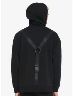 Coupon 🎉 Black Cargo Strap Hoodie 💯 -HT Style Outlet Store 16337402 av4