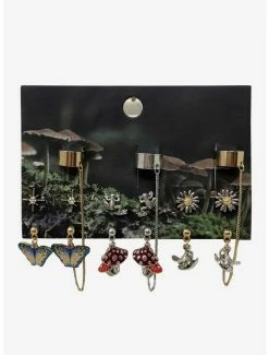 Cheap 🧨 Teacup Butterflies & Mushrooms Forest Earrings Set ❤️