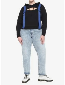 New 😍 Buckle Strap Cutout 👧 Girls Crop Hoodie Plus Size 💯 -HT Style Outlet Store 16350295 av1