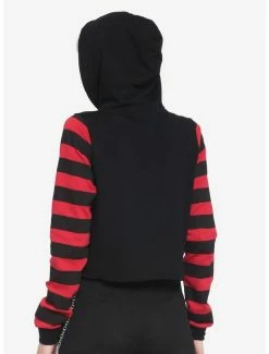 Flash Sale ⌛ Red & Black Stripe Harness 👧 Girls Crop Hoodie 🎉 -HT Style Outlet Store 16350417 av2