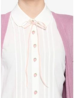 Discount 😉 Strawberry Button-Front 👧 Girls Woven Top 🤩 -HT Style Outlet Store 16350434 av3