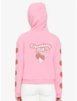 Discount 😍 Strawberry Milk 👧 Girls Crop Hoodie 🎁