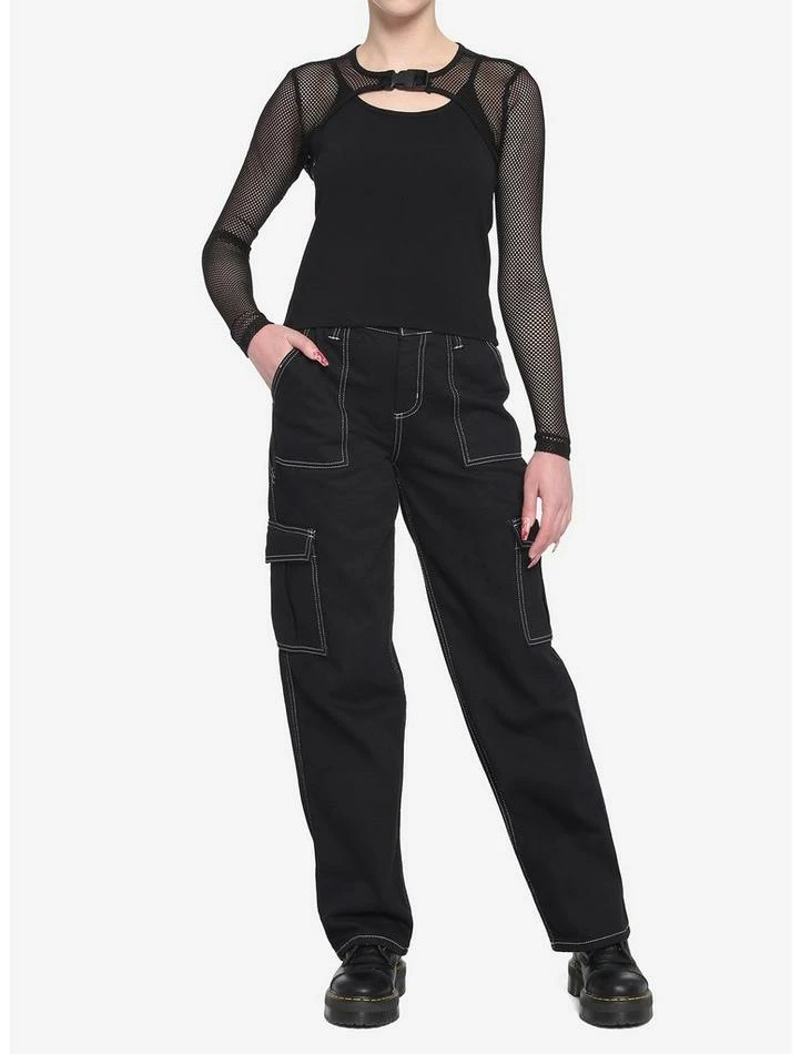 Discount 👏 Black Fishnet Buckle Twofer 👧 Girls Top ⌛ 4 Discount 👏 Black Fishnet Buckle Twofer 👧 Girls Top ⌛ - Image 2