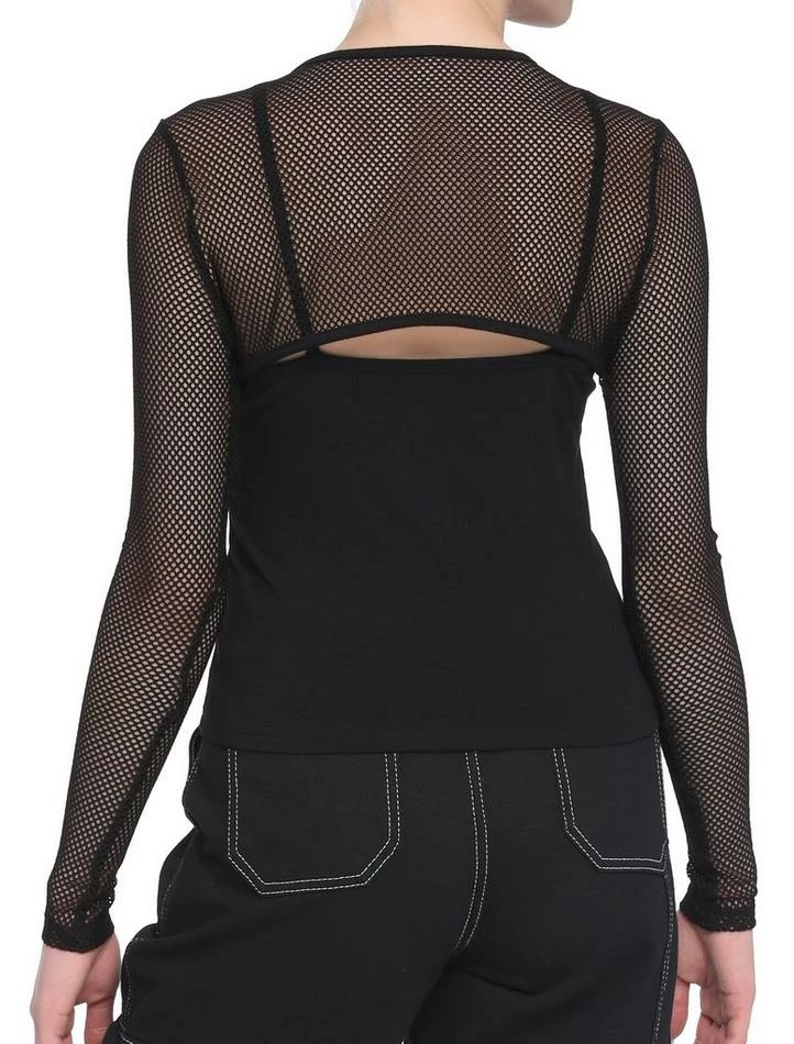 Discount 👏 Black Fishnet Buckle Twofer 👧 Girls Top ⌛ 5 Discount 👏 Black Fishnet Buckle Twofer 👧 Girls Top ⌛ - Image 3