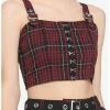 New 🌟 Maroon & Black Plaid Buckle Strap 👧 Girls Crop Top ❤️ -HT Style Outlet Store 16350619 hi