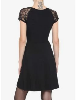 Best deal 👏 Black Corset Lace-Up Front Lace Sleeves 👗 Dress 🔔 7 Best deal 👏 Black Corset Lace-Up Front Lace Sleeves 👗 Dress 🔔 -HT Style Outlet Store 16350858 av2