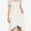 Promo ⭐ Ivory Lace-Up Hi-Low 👗 Dress 🌟 -HT Style Outlet Store 16350910 hi