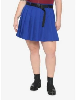 Best Sale ⭐ Blue & Black Buckle Belt 👗 Skirt Plus Size 😍