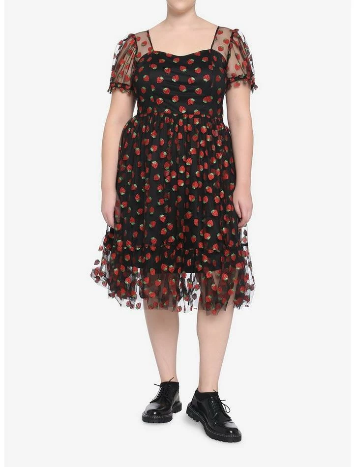 Promo 👏 Strawberry Glitter Mesh 👗 Dress Plus Size 🛒 4 Promo 👏 Strawberry Glitter Mesh 👗 Dress Plus Size 🛒 - Image 2