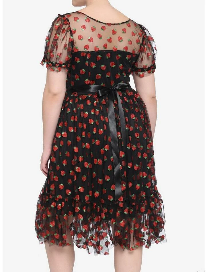 Promo 👏 Strawberry Glitter Mesh 👗 Dress Plus Size 🛒 5 Promo 👏 Strawberry Glitter Mesh 👗 Dress Plus Size 🛒 - Image 3