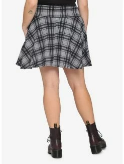 Hot Sale 🥰 Grey & Black Plaid Lace-Up Yoke 👗 Skirt 🌟 5 Hot Sale 🥰 Grey & Black Plaid Lace-Up Yoke 👗 Skirt 🌟 -HT Style Outlet Store 16409856 av1
