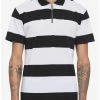 Hot Sale 🌟 Black & White Stripe Zipper Polo 👕 Shirt 💯