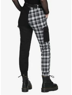 Cheapest 🎉 Black & Grey Plaid Split Cargo Jogger Pants ✨ -HT Style Outlet Store 16628889 av1
