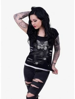 Cheap ❤️ Cat Rip Detail 2 in 1 Top 🛒