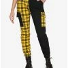 Best deal ⌛ Black & Yellow Plaid Split Cargo Jogger Pants 🔥