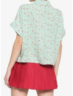 Brand new 🛒 Frog & Mushroom Boxy 👧 Girls Crop Woven Button-Up 😉 -HT Style Outlet Store 16635053 av2