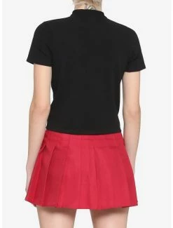 Budget ⭐ Black Buckle Choker Cutout 👧 Girls Crop T-Shirt ❤️ -HT Style Outlet Store 16635098 av2