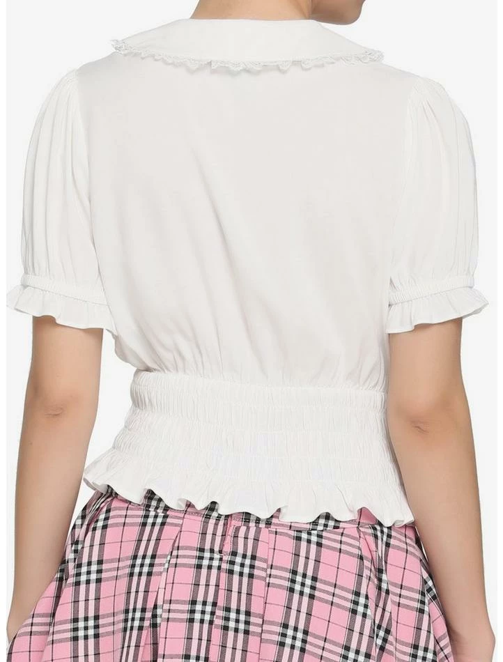 Flash Sale โ White Smocked Puff Sleeve ๐ง Girls Crop Woven Top ๐คฉ 5 Flash Sale โ White Smocked Puff Sleeve ๐ง Girls Crop Woven Top ๐คฉ - Image 3