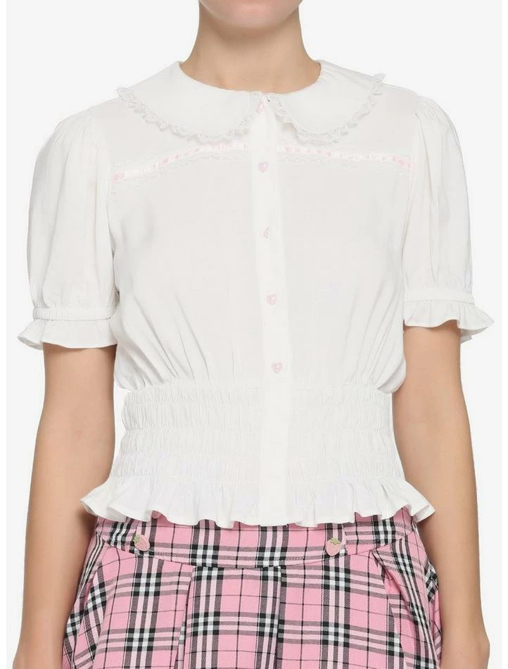 Flash Sale โ White Smocked Puff Sleeve ๐ง Girls Crop Woven Top ๐คฉ 3 Flash Sale โ White Smocked Puff Sleeve ๐ง Girls Crop Woven Top ๐คฉ