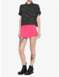 Cheapest 👏 Black & White Frog Boxy 👧 Girls Crop Woven Button-Up 🎉 -HT Style Outlet Store 16635136 av1