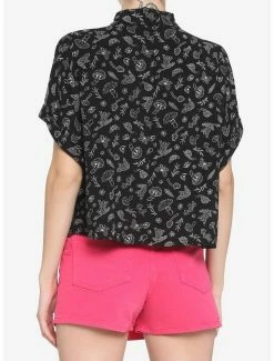 Cheapest 👏 Black & White Frog Boxy 👧 Girls Crop Woven Button-Up 🎉 -HT Style Outlet Store 16635136 av2