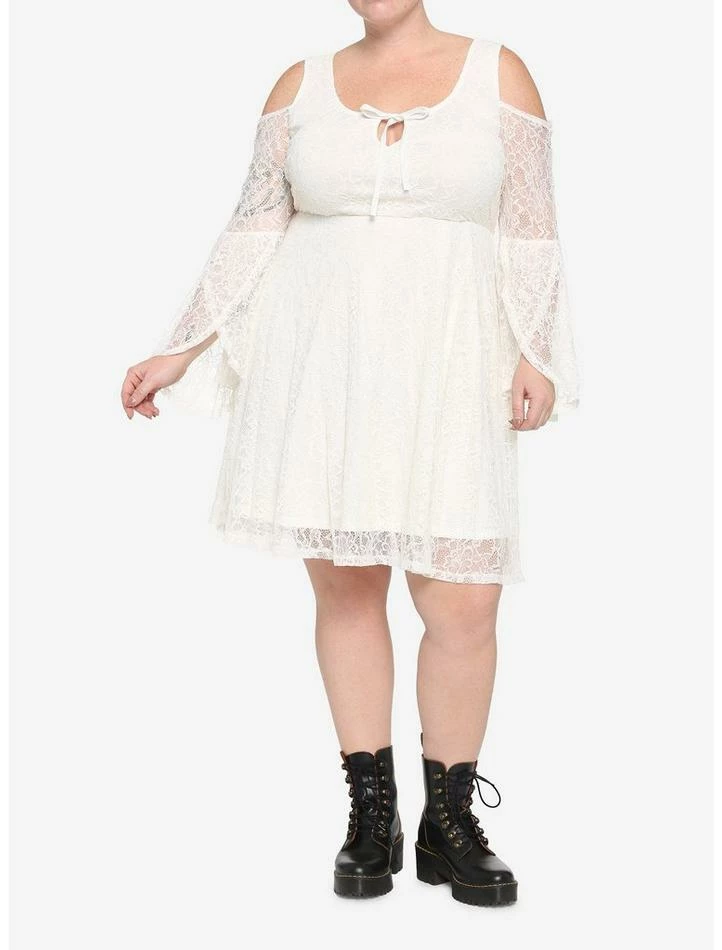 Flash Sale 👍 Ivory Cold Shoulder Bell Sleeve Lace 👗 Dress Plus Size 🔥 4 Flash Sale 👍 Ivory Cold Shoulder Bell Sleeve Lace 👗 Dress Plus Size 🔥 - Image 2