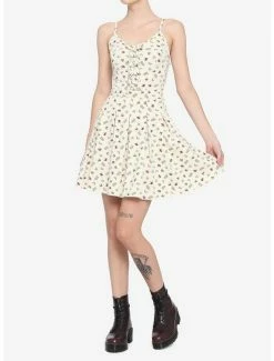 Coupon 💯 Ivory Frog & Mushroom Lace-Up 👗 Dress ⭐ -HT Style Outlet Store 16635320 av1