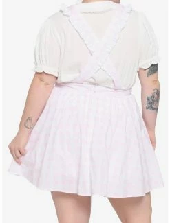 Discount 🎁 Pink & White Plaid Heart 👗 Skirtall Plus Size 👏 -HT Style Outlet Store 16635329 av2