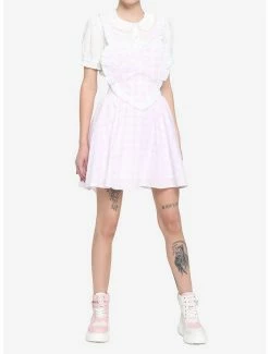 Brand new ❤️ Pink & White Plaid Heart 👗 Skirtall ✨ -HT Style Outlet Store 16635336 av1