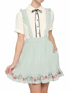 Outlet 🧨 Frogs & Strawberries Ruffle Suspender 👗 Skirt 🎁