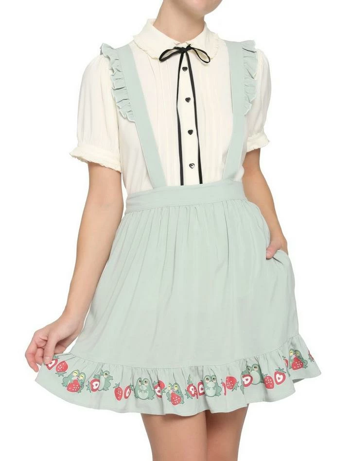 Outlet ๐งจ Frogs & Strawberries Ruffle Suspender ๐ Skirt ๐ 3 Outlet ๐งจ Frogs & Strawberries Ruffle Suspender ๐ Skirt ๐