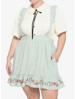 Best Pirce ✔️ Frogs & Strawberries Ruffle Suspender 👗 Skirt Plus Size 😍