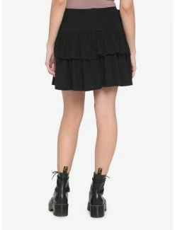 Best deal 🎁 Black Lace-Up Tiered 👗 Skirt 🔔 -HT Style Outlet Store 16635524 av1