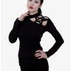 Discount 😀 Black Pentagram Shoulder Longsleeve Top 😍 -HT Style Outlet Store 16698136 hi