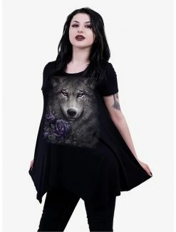 Top 10 🌟 Wolf Roses Handkerchief Tunic Top 🔥