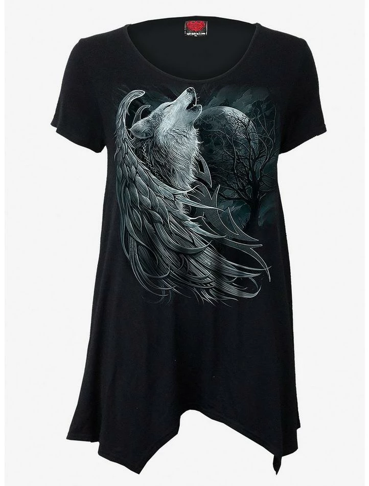 Best Pirce 😀 Wolf Spirit Handkerchief Tunic Top 🔥 4 Best Pirce 😀 Wolf Spirit Handkerchief Tunic Top 🔥 - Image 2