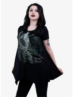 Best Pirce 😀 Wolf Spirit Handkerchief Tunic Top 🔥