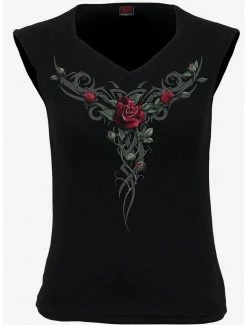 Cheap 👍 Black Rose Sleeveless T-Shirt 🔔 -HT Style Outlet Store 16698309 av1