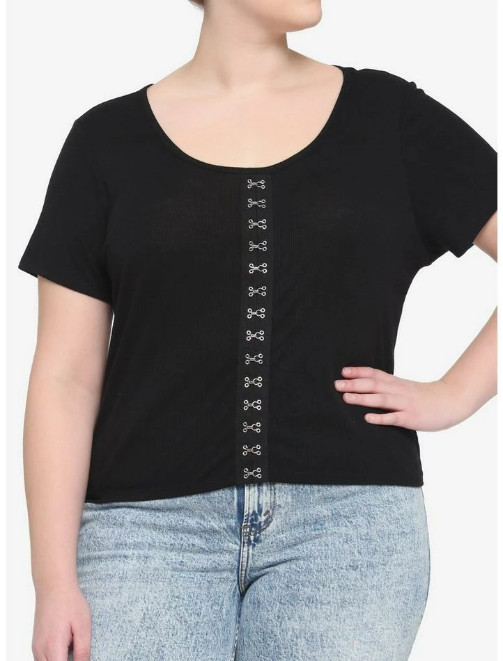 Brand new ๐ Black Hook-And-Eye ๐ง Girls Crop T-Shirt Plus Size ๐ 3 Brand new ๐ Black Hook-And-Eye ๐ง Girls Crop T-Shirt Plus Size ๐